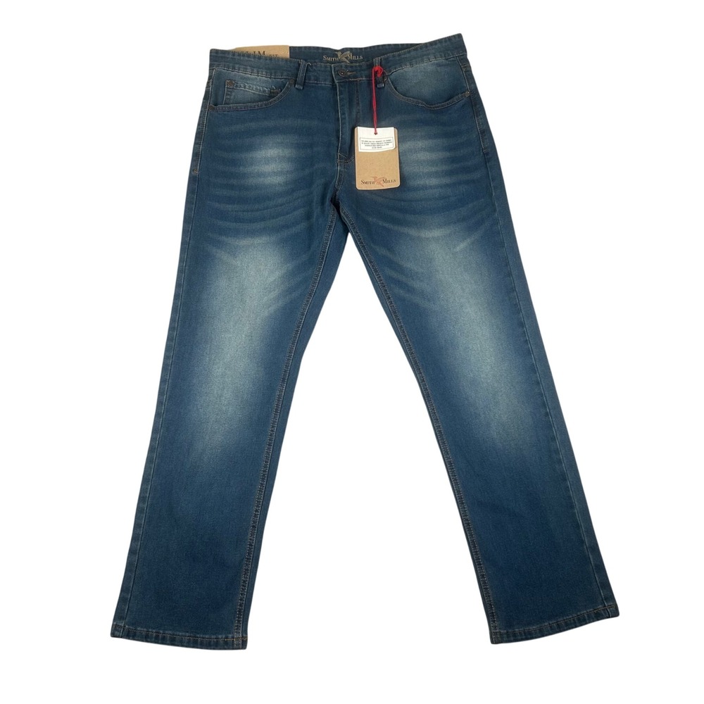 Smith Mills Mens Slim Fit Stretch Jeans 36x30 Golden Tint Blue Denim SM-11000225